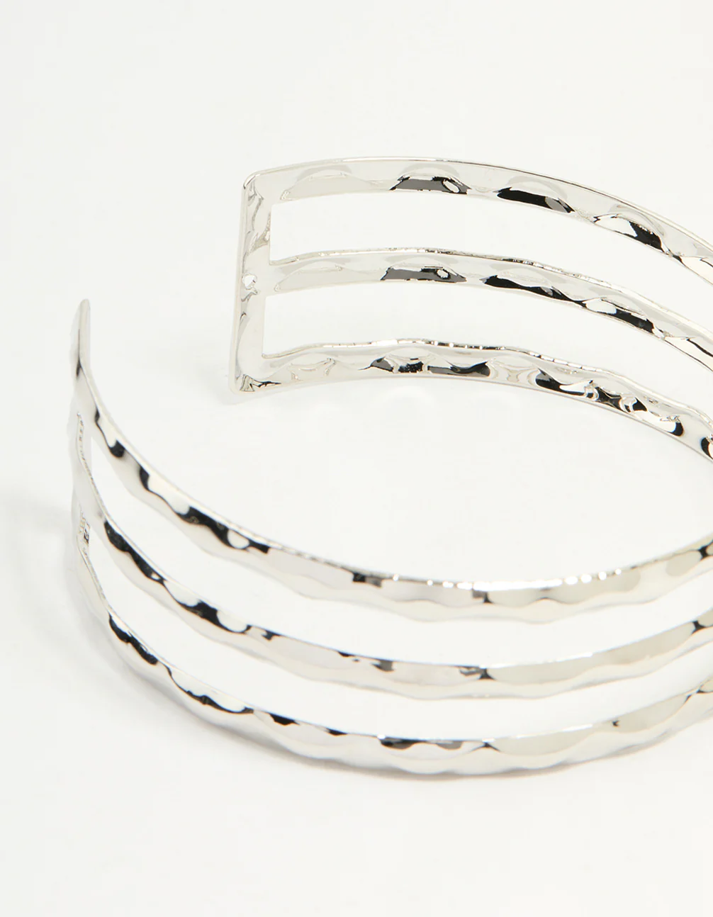 Silver Hammered Layered Arm Cuff - Image 3