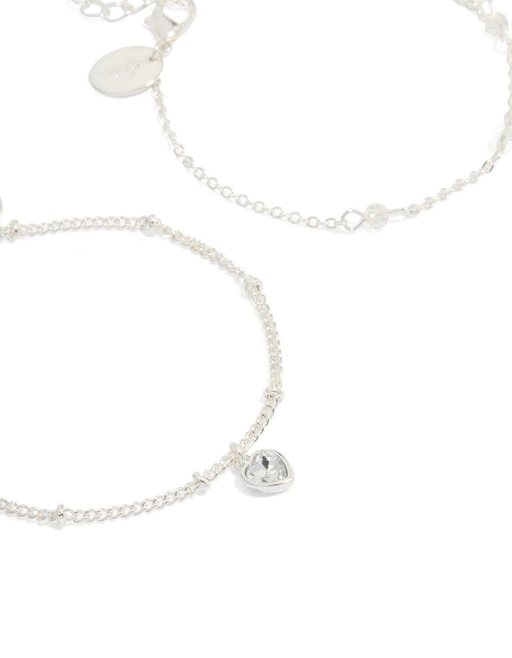 Silver Heart Charm & Stone Bracelets 2-Pack - Image 2