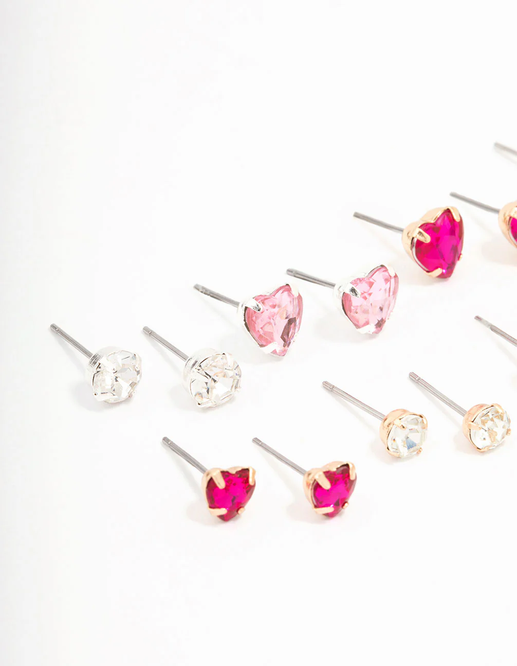 Silver Heart & Crystal Solitaire Earring 8-Pack - Image 2