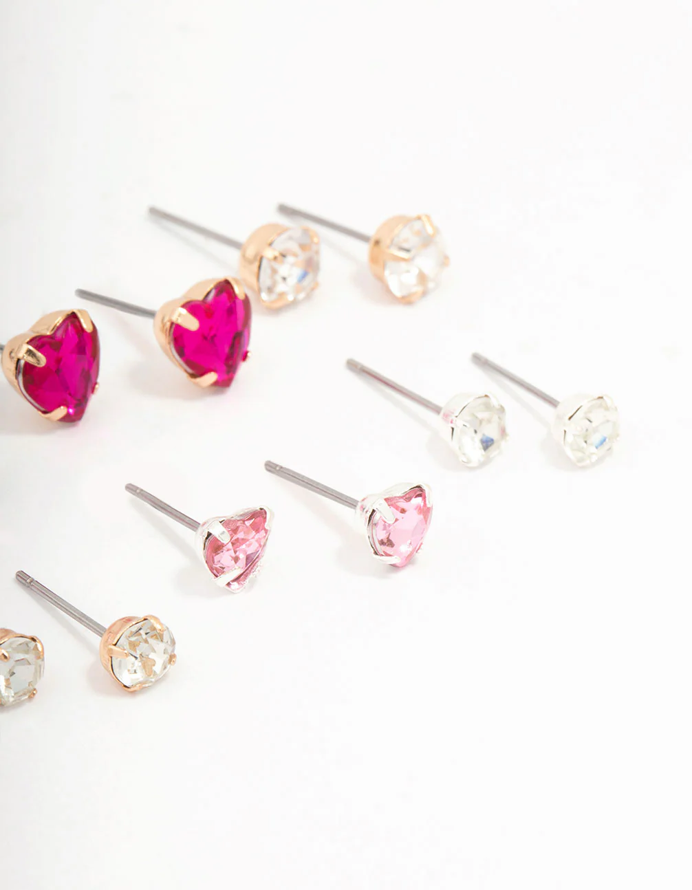 Silver Heart & Crystal Solitaire Earring 8-Pack - Image 3
