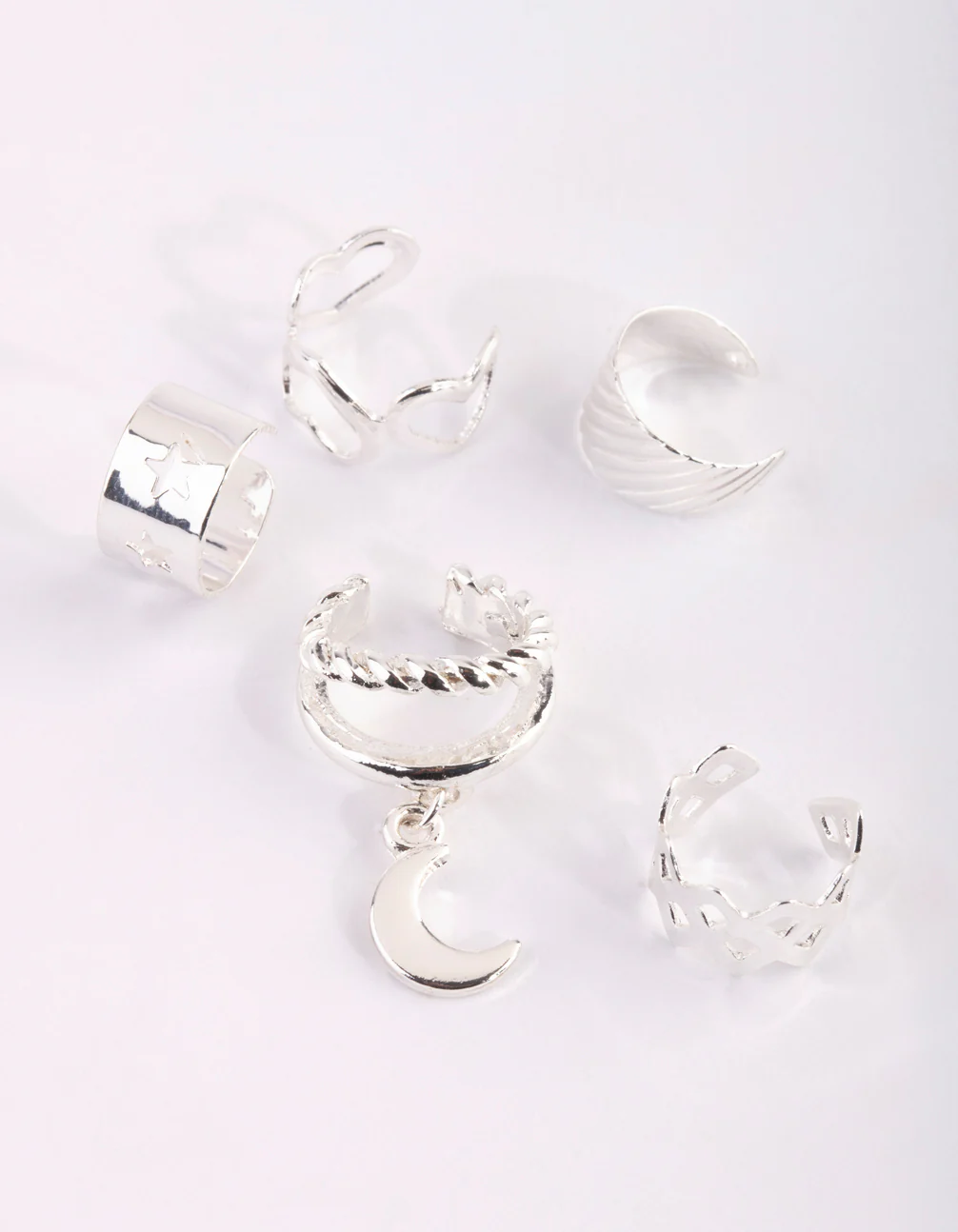 Silver Heart & Moon Ear Cuff - Image 2