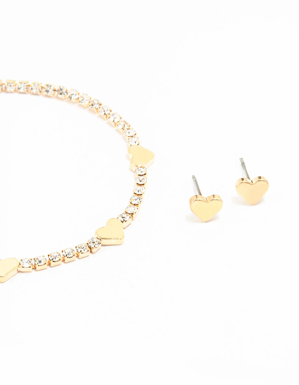 Silver Heart Stud Earrings & Tennis Bracelet Set - Image 2