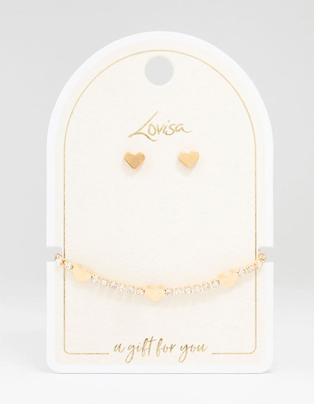 Silver Heart Stud Earrings & Tennis Bracelet Set - Image 4