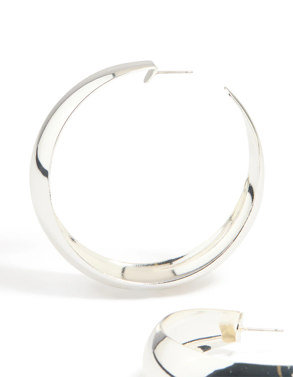 Silver Large Thin Hoop Earrings - Image 2