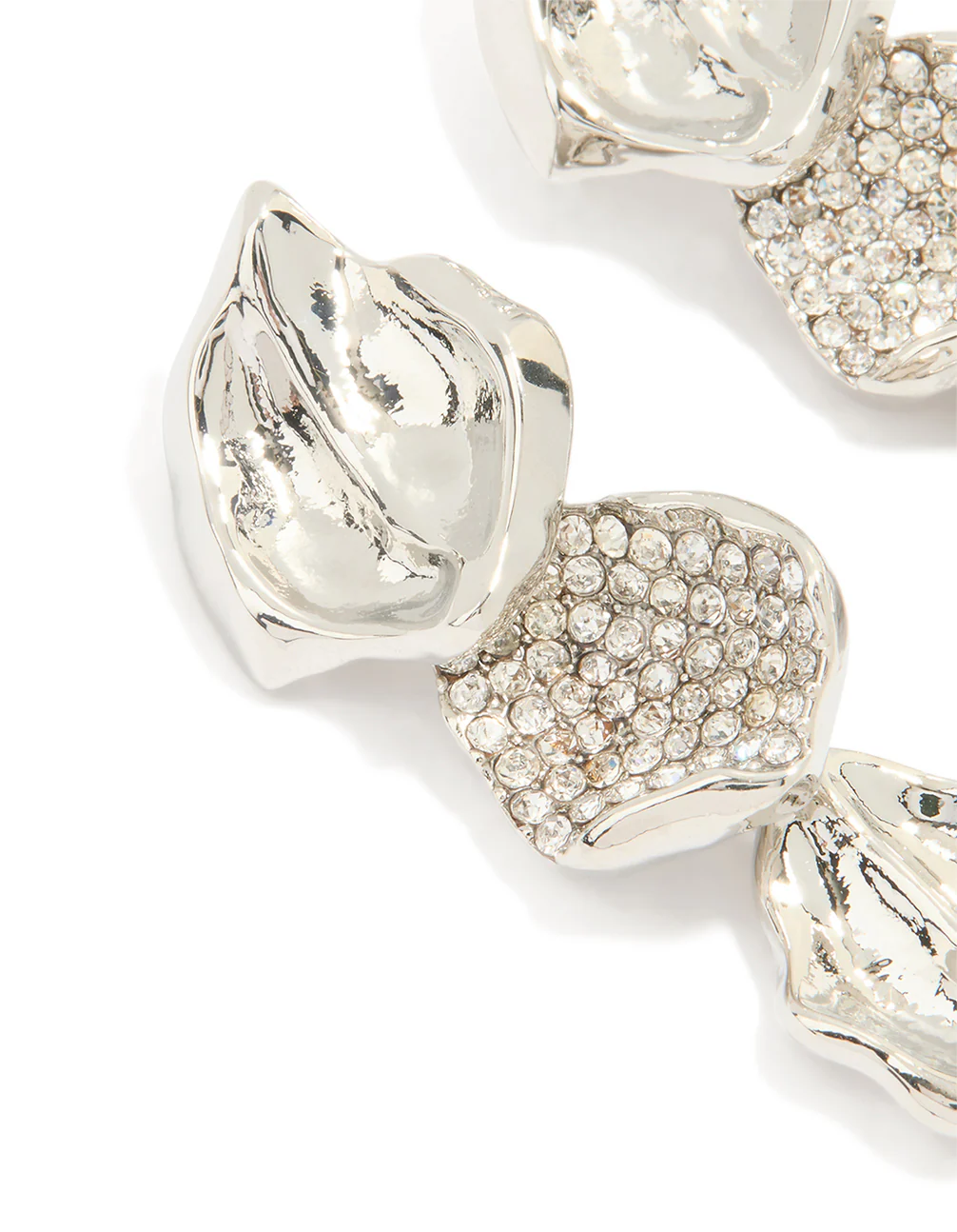 Silver Leaf Petal Drop Earrings - Image 2