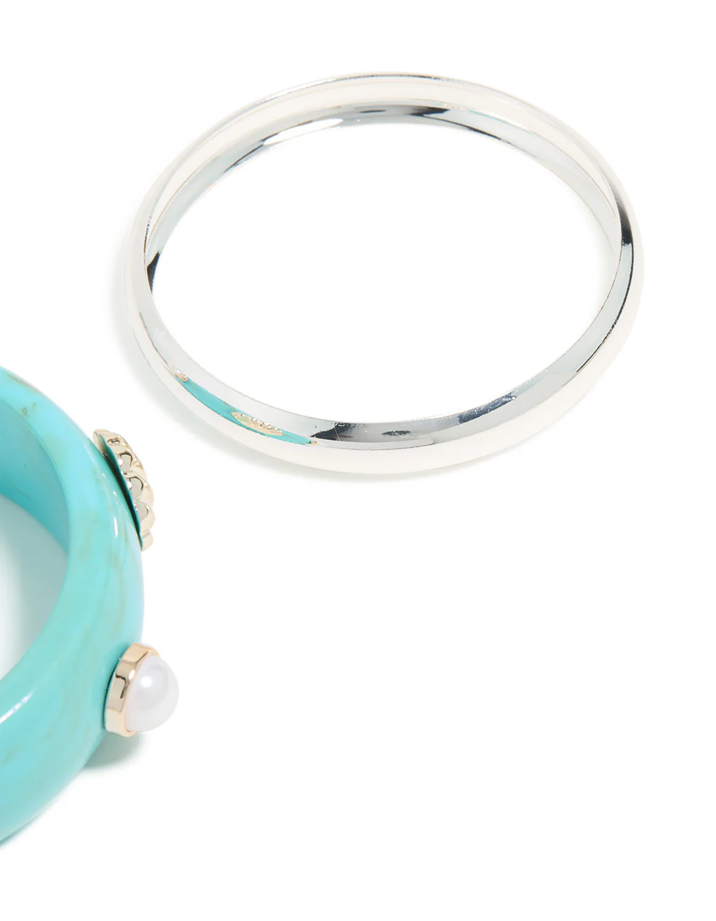 Silver & Light Blue Shell Bangles 2-Pack - Image 3