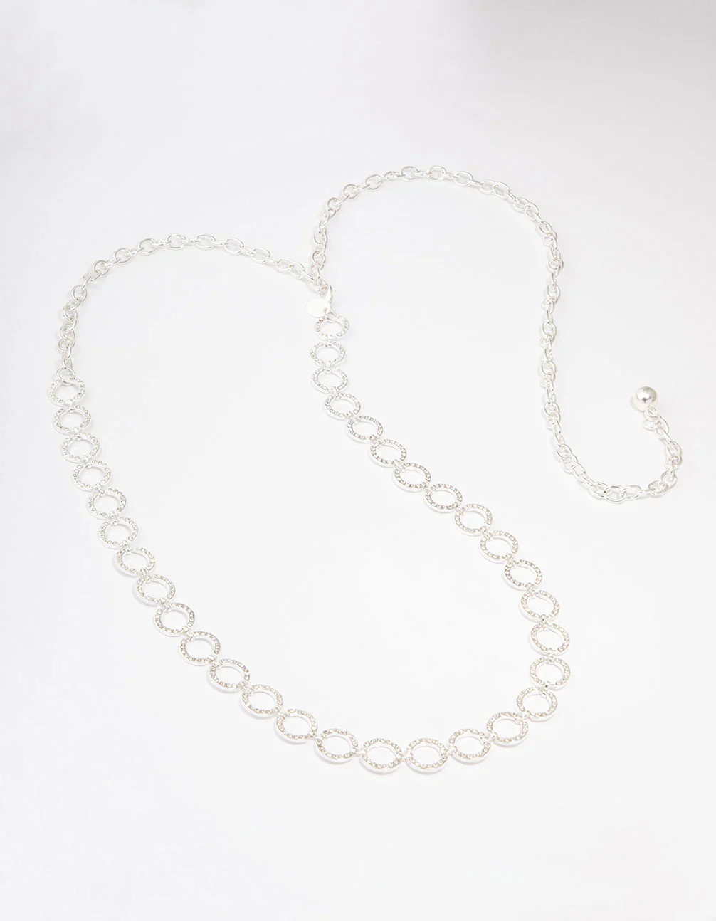 Silver Mini Open Diamante Circle Belt - Image 2