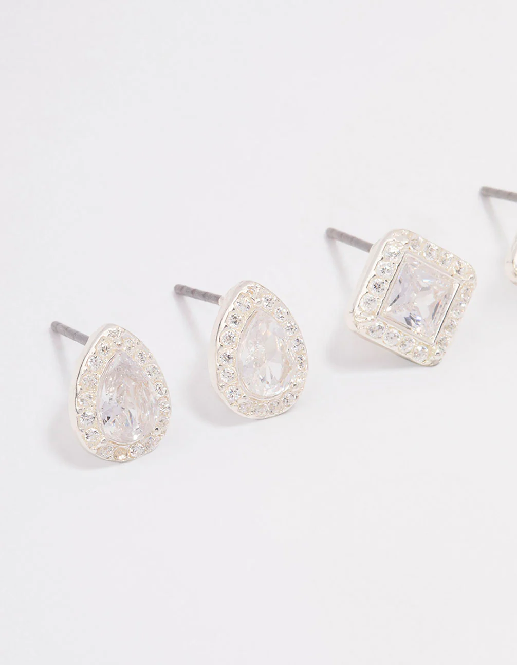 Silver Mixed Cubic Zirconia Stud Earring 3-Pack - Image 2