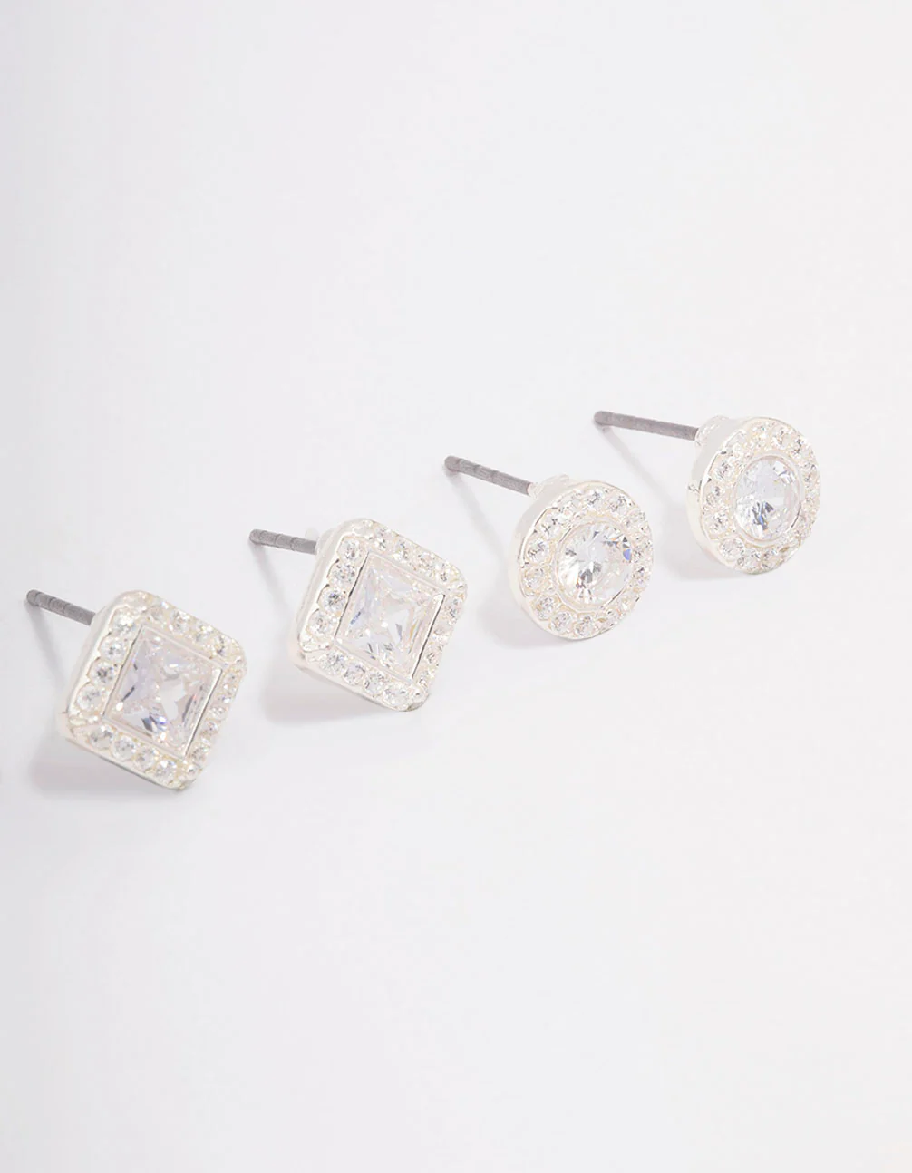 Silver Mixed Cubic Zirconia Stud Earring 3-Pack - Image 3