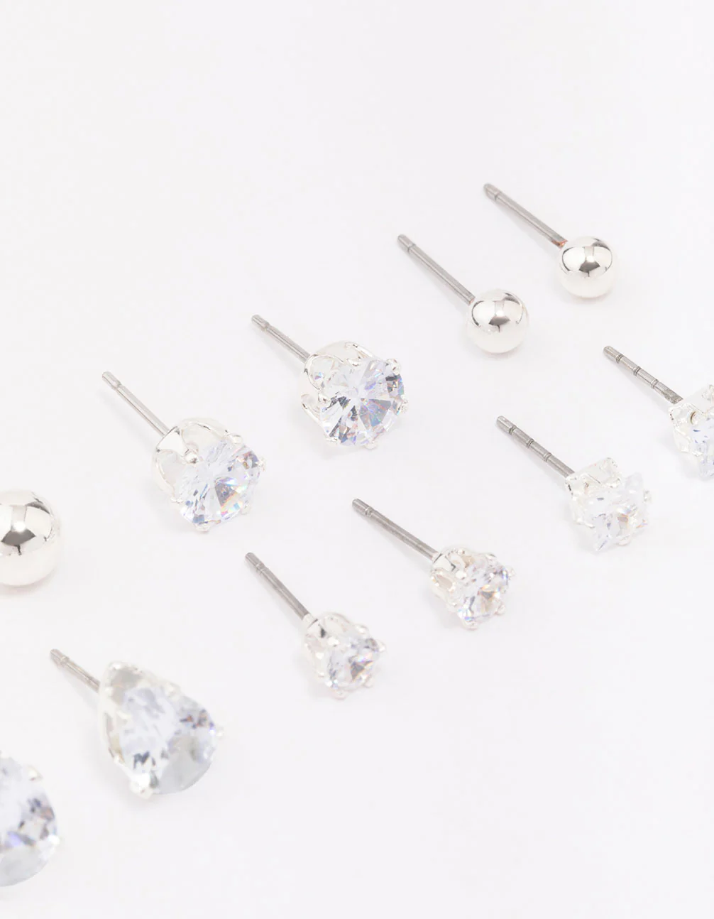 Silver Mixed Diamante Shape Earring 8-Pack - Image 3