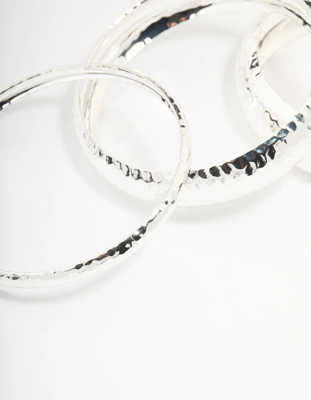 Silver Mixed Molten Bangle 3-Pack - Image 2