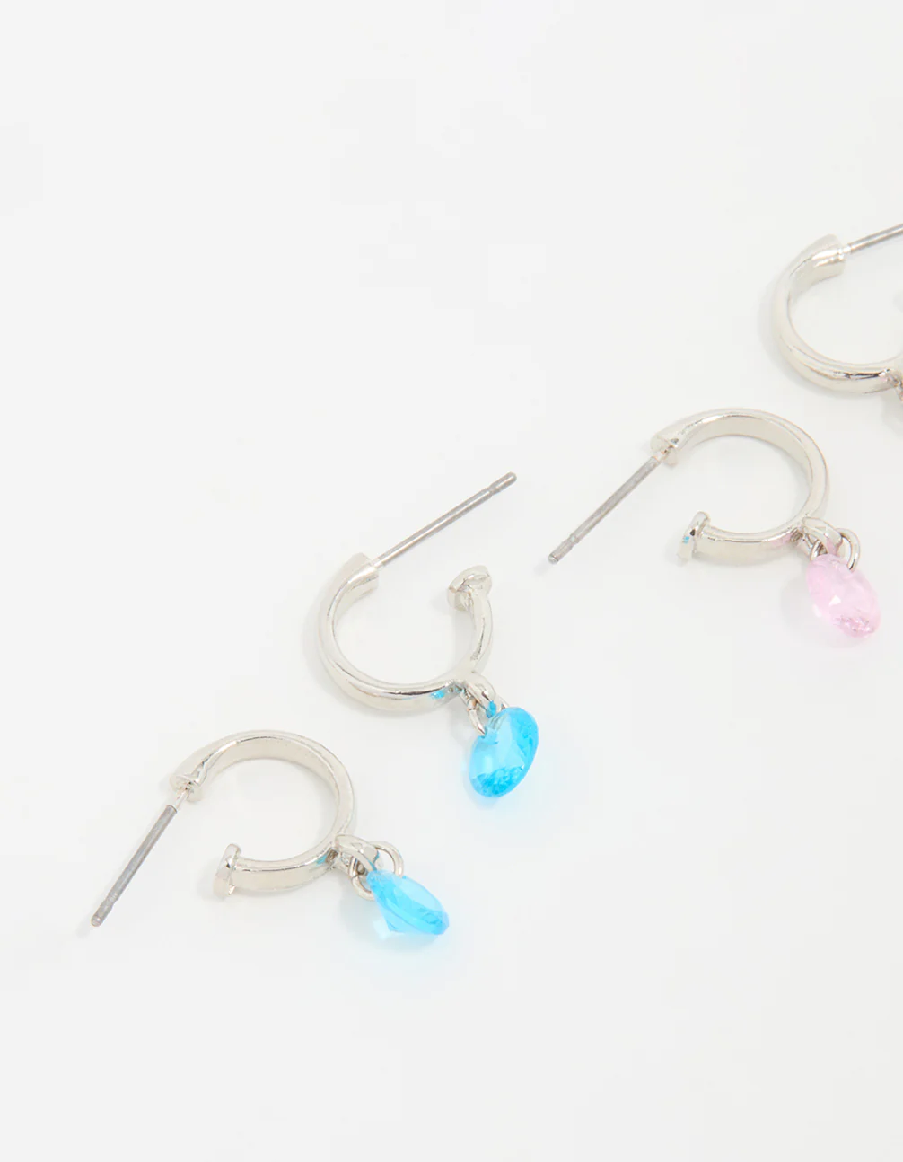 Silver Mixed Stone Huggie Hoop Earrings 3-Pack - Image 4