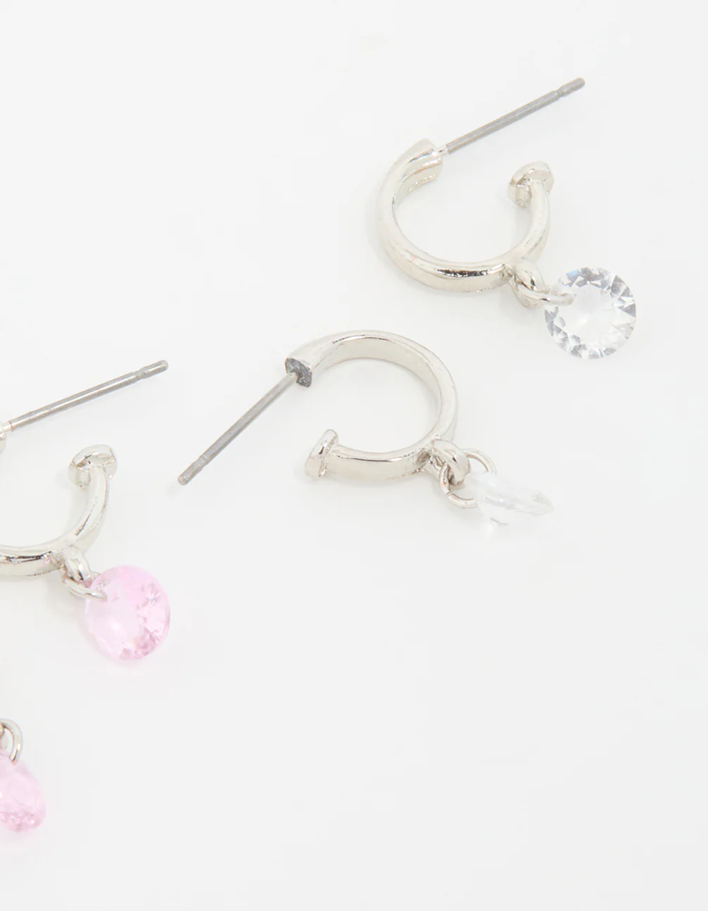 Silver Mixed Stone Huggie Hoop Earrings 3-Pack - Image 5