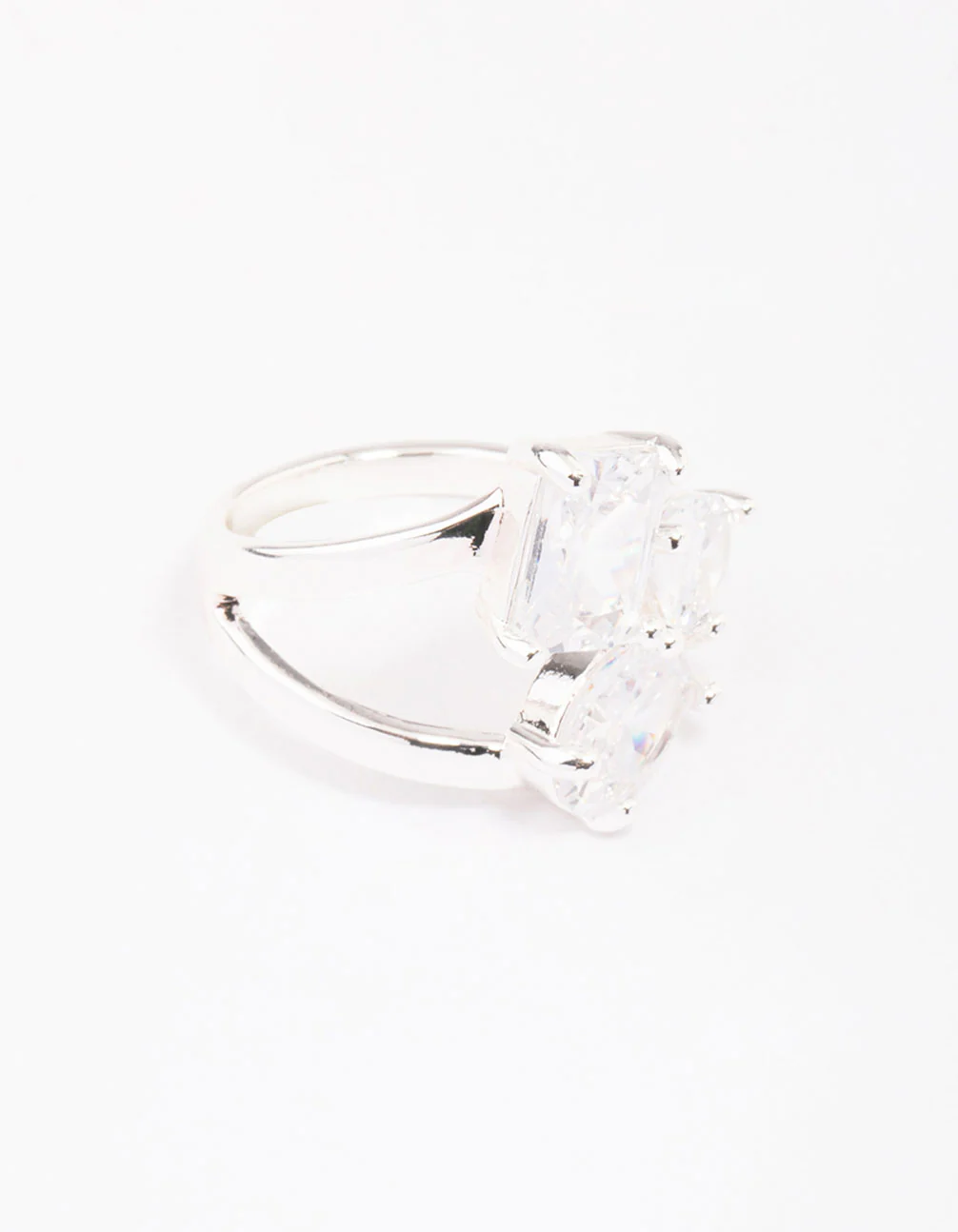 Silver Mixed Stone Trio Cubic Zirconia Ring