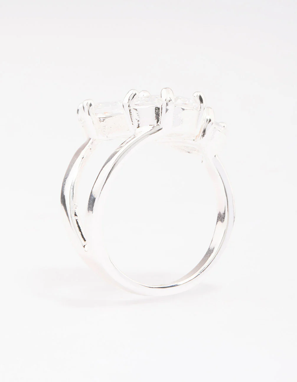 Silver Mixed Stone Trio Cubic Zirconia Ring - Image 2