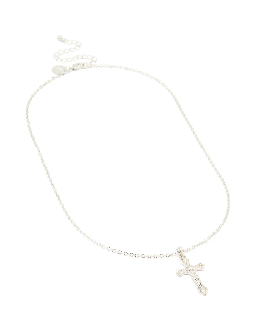 Silver Molten Cross Pendant Necklace - Image 2