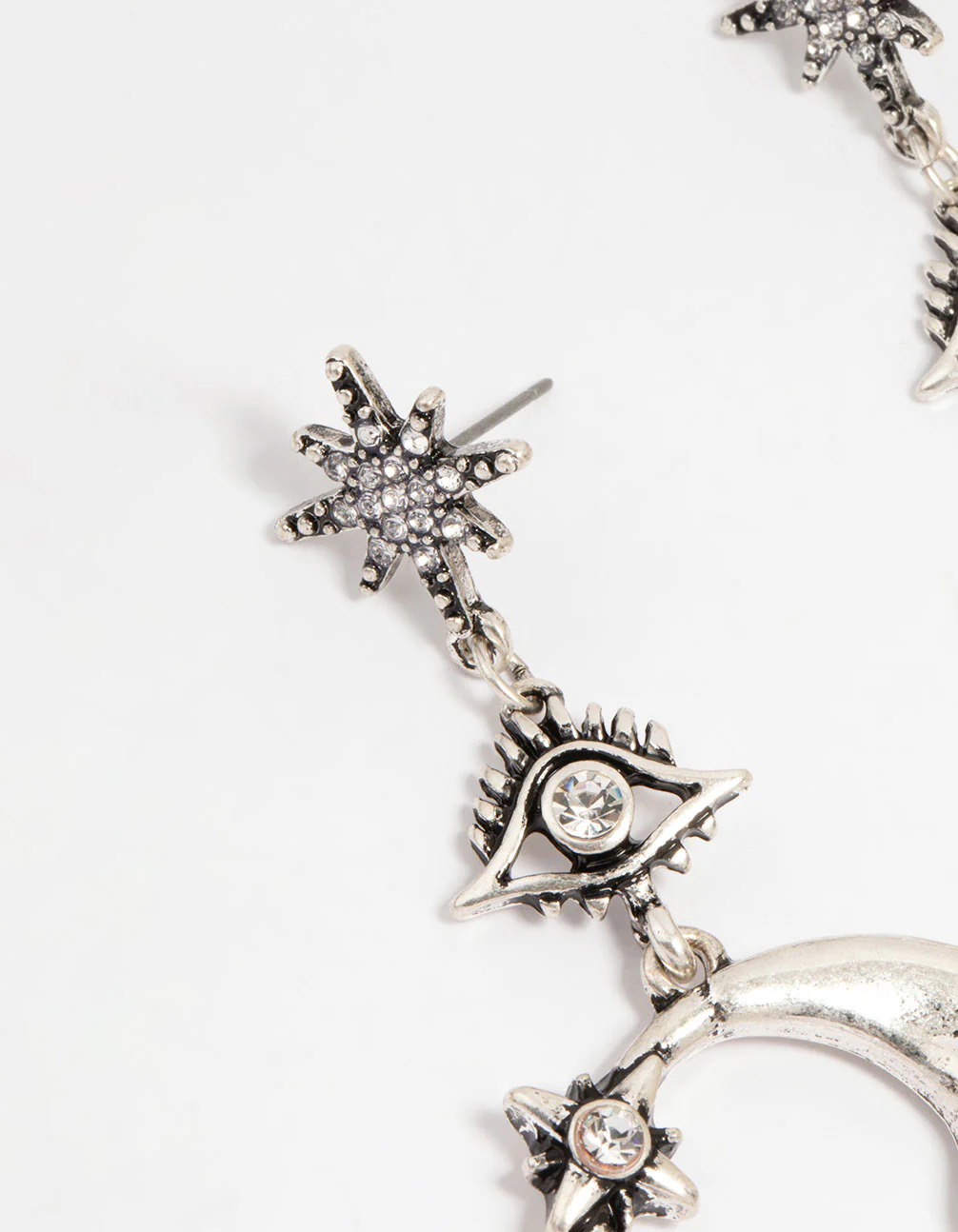 Silver Moon Celestial Drop Earrings - Image 4