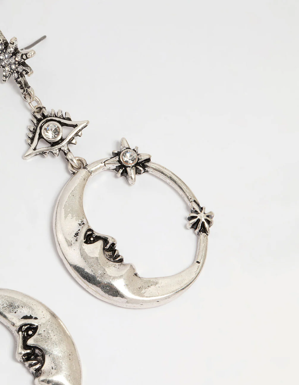 Silver Moon Celestial Drop Earrings - Image 5
