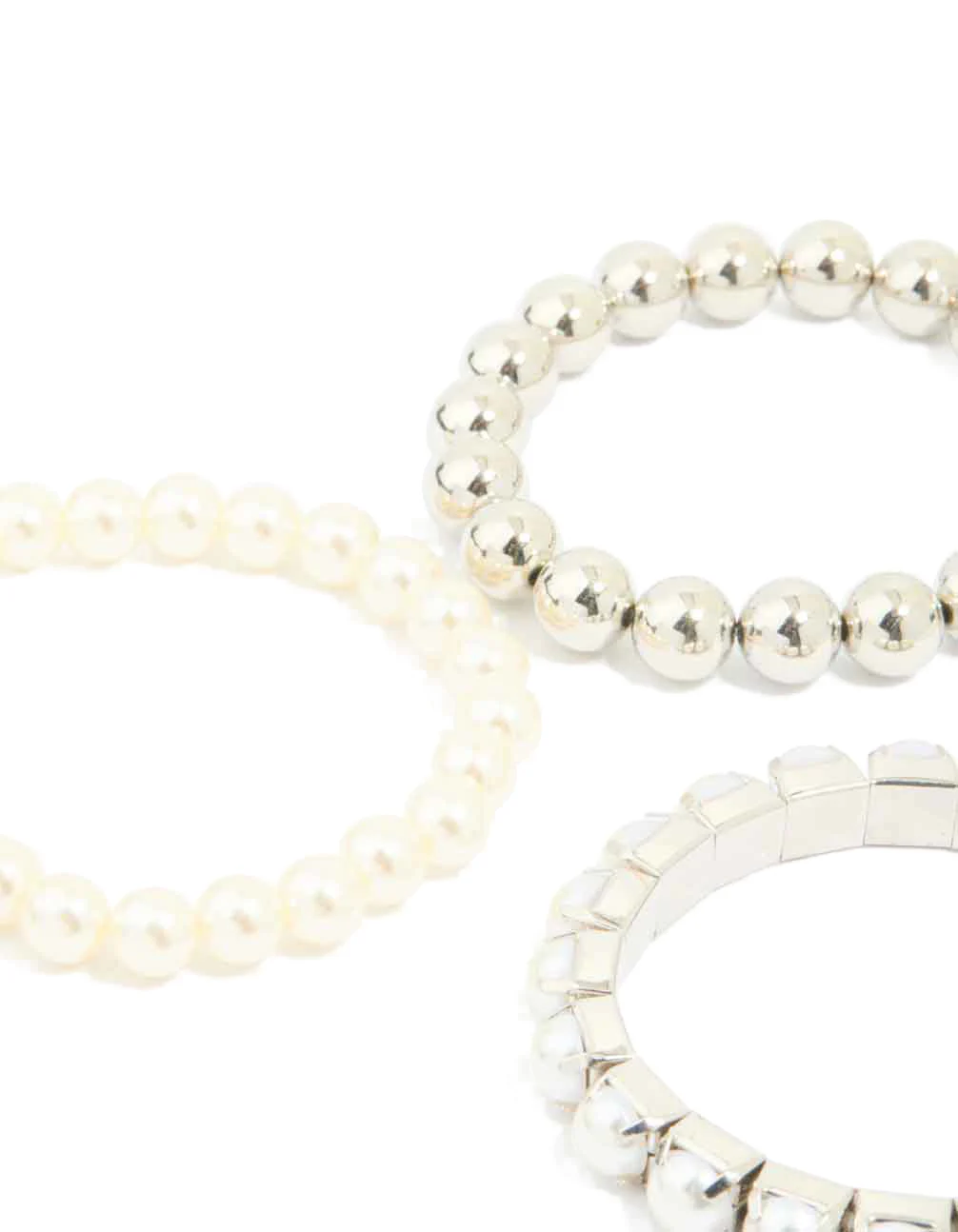 Silver Multi Pearl & Beaded Bracelets 5-Pack - Image 2