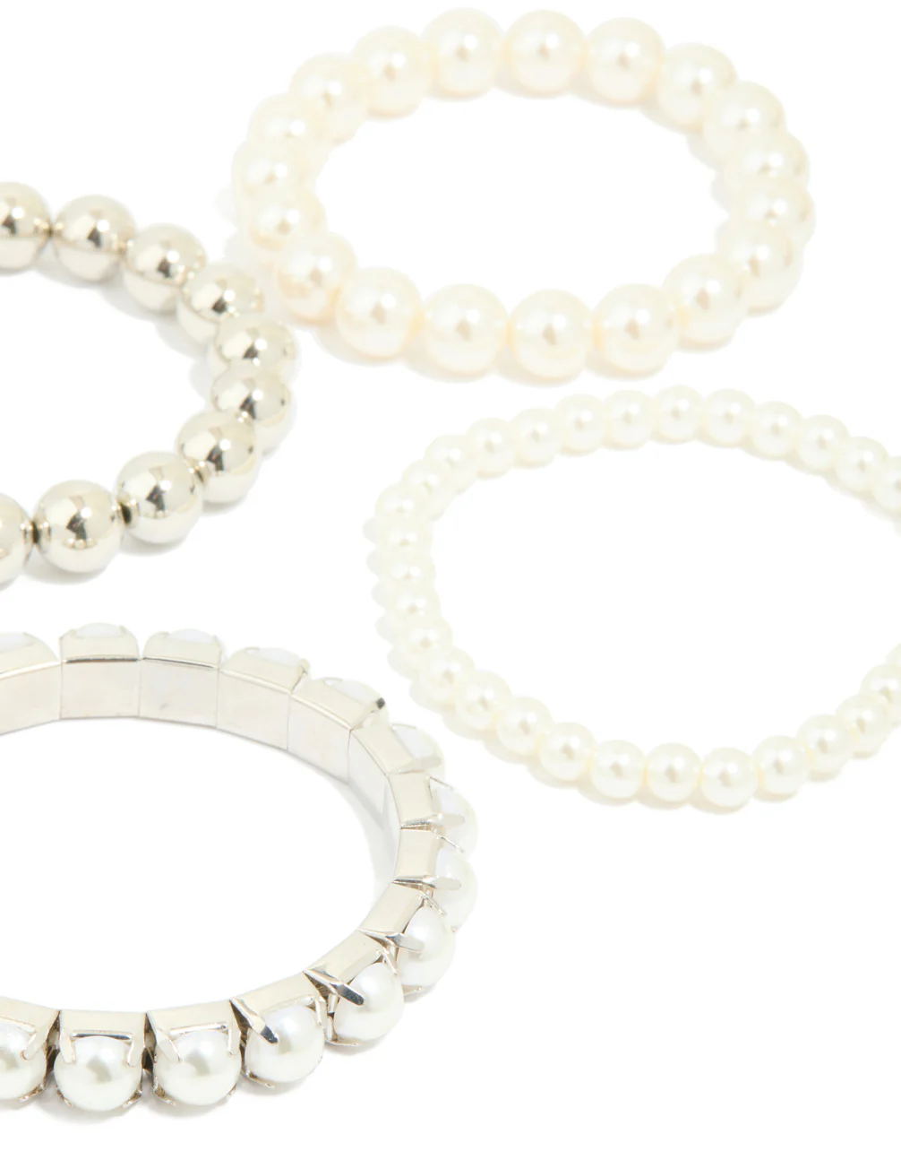 Silver Multi Pearl & Beaded Bracelets 5-Pack - Image 3