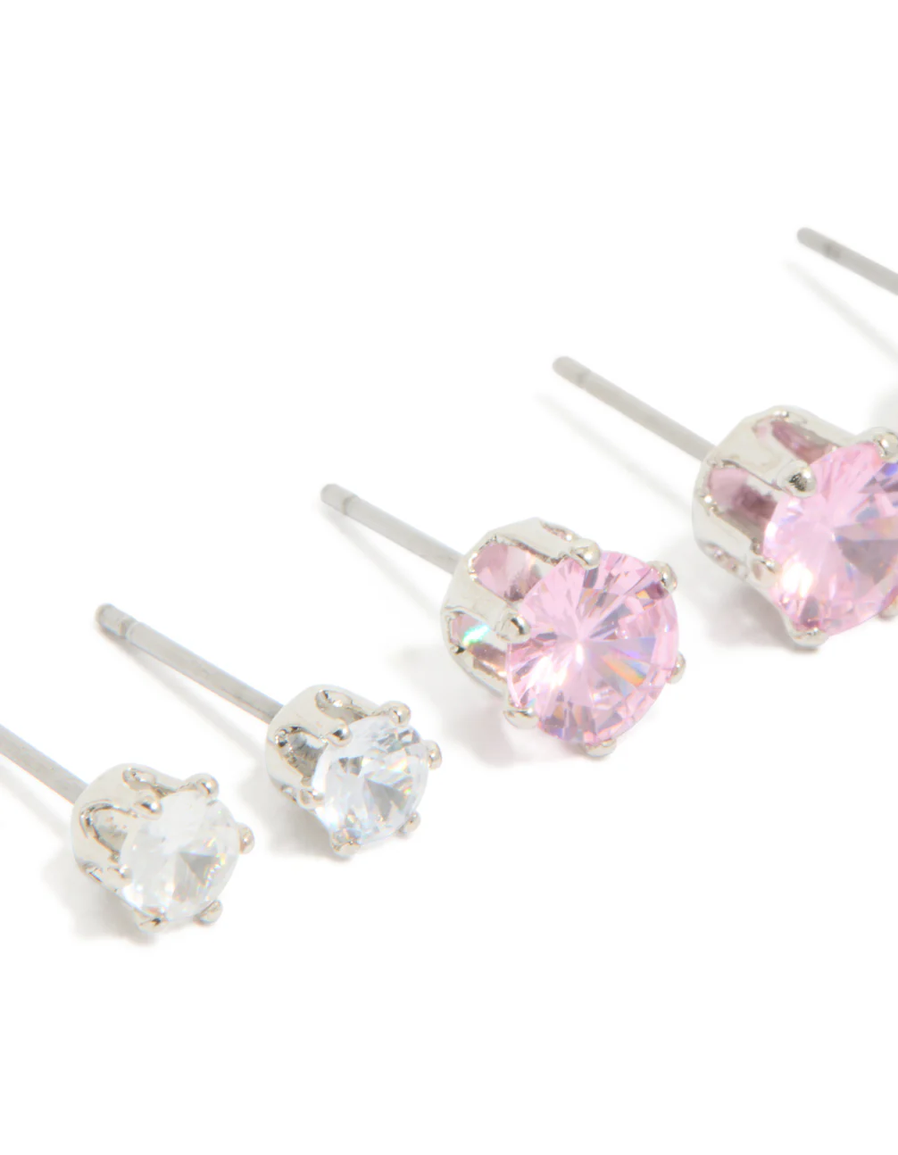 Silver Multicoloured Cubic Zirconia Stud Earrings 3 Pack - Image 4