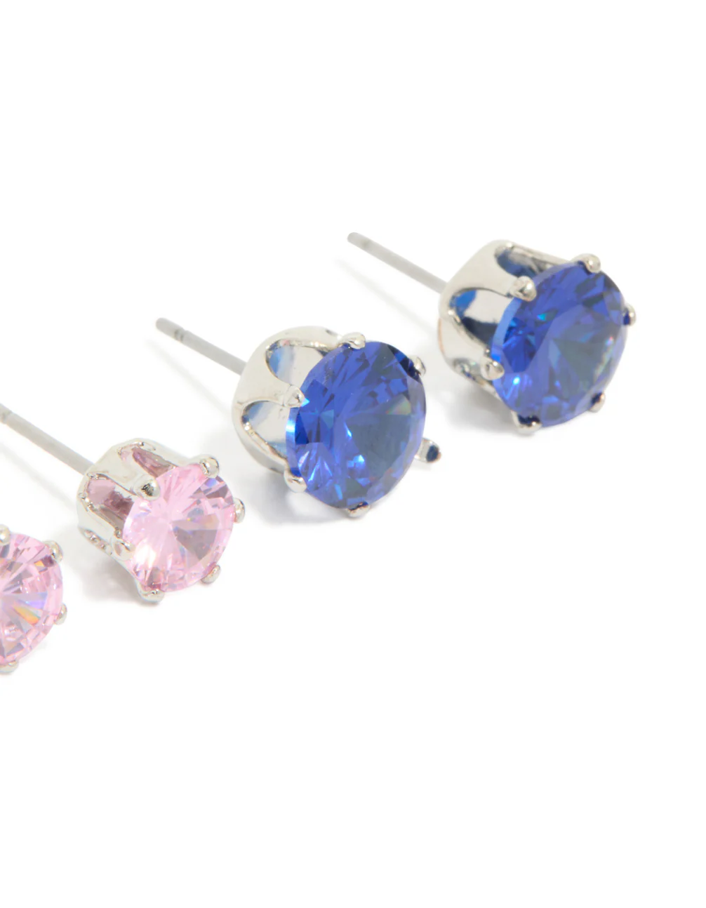 Silver Multicoloured Cubic Zirconia Stud Earrings 3 Pack - Image 5