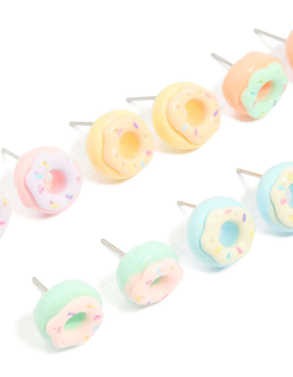 Silver Multicoloured Doughnut Earrings 8-Pack - Image 2