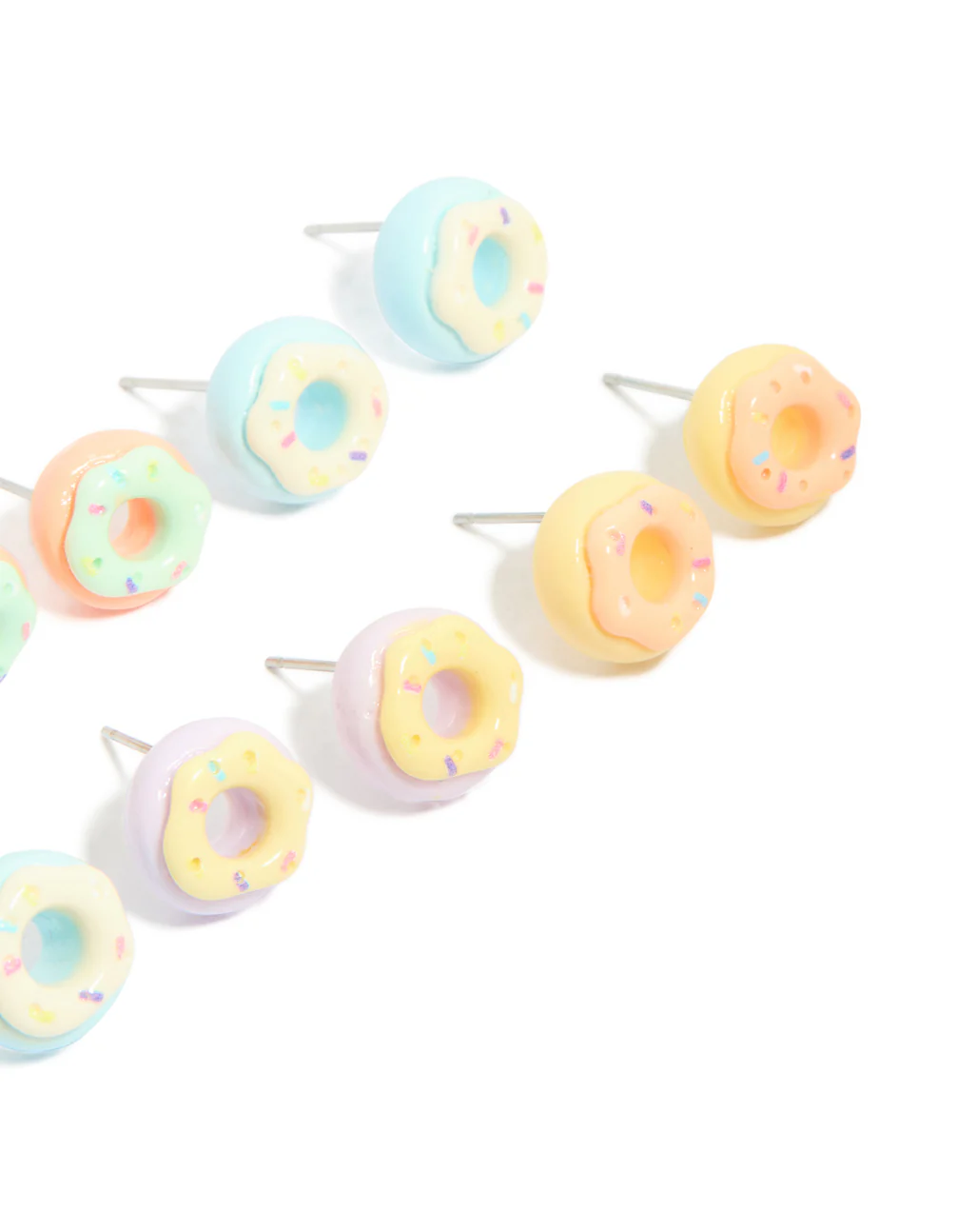 Silver Multicoloured Doughnut Earrings 8-Pack - Image 3