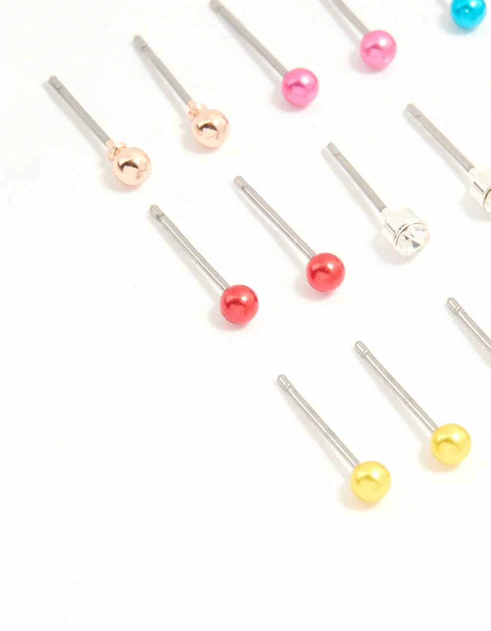 Silver Multicoloured Micro Stud Earrings 12-Pack - Image 2