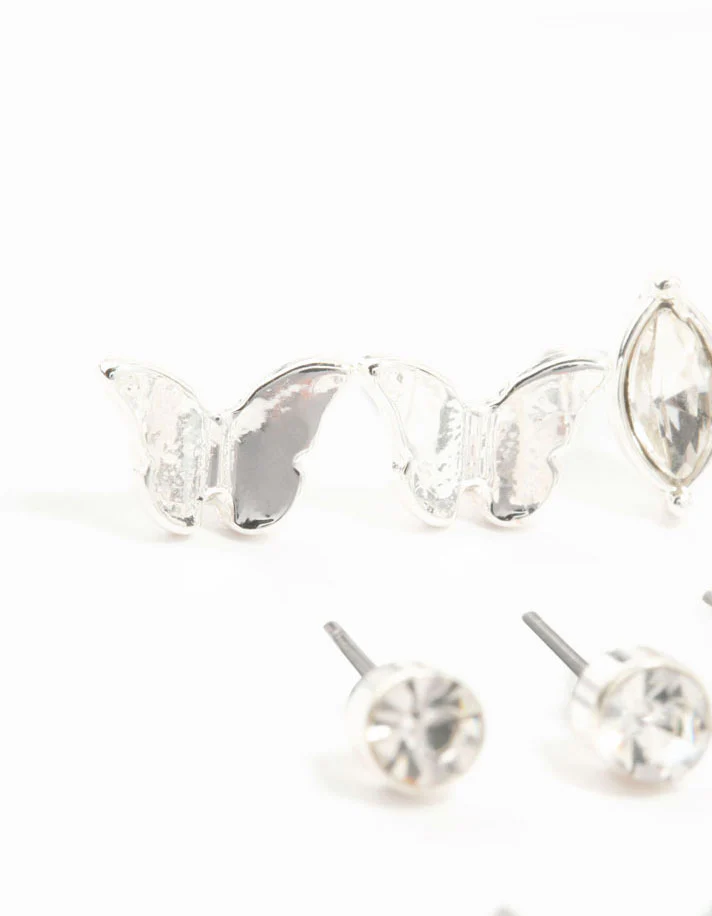 Silver Multiple Stud & Hoop Earrings 20-Pack - Image 2