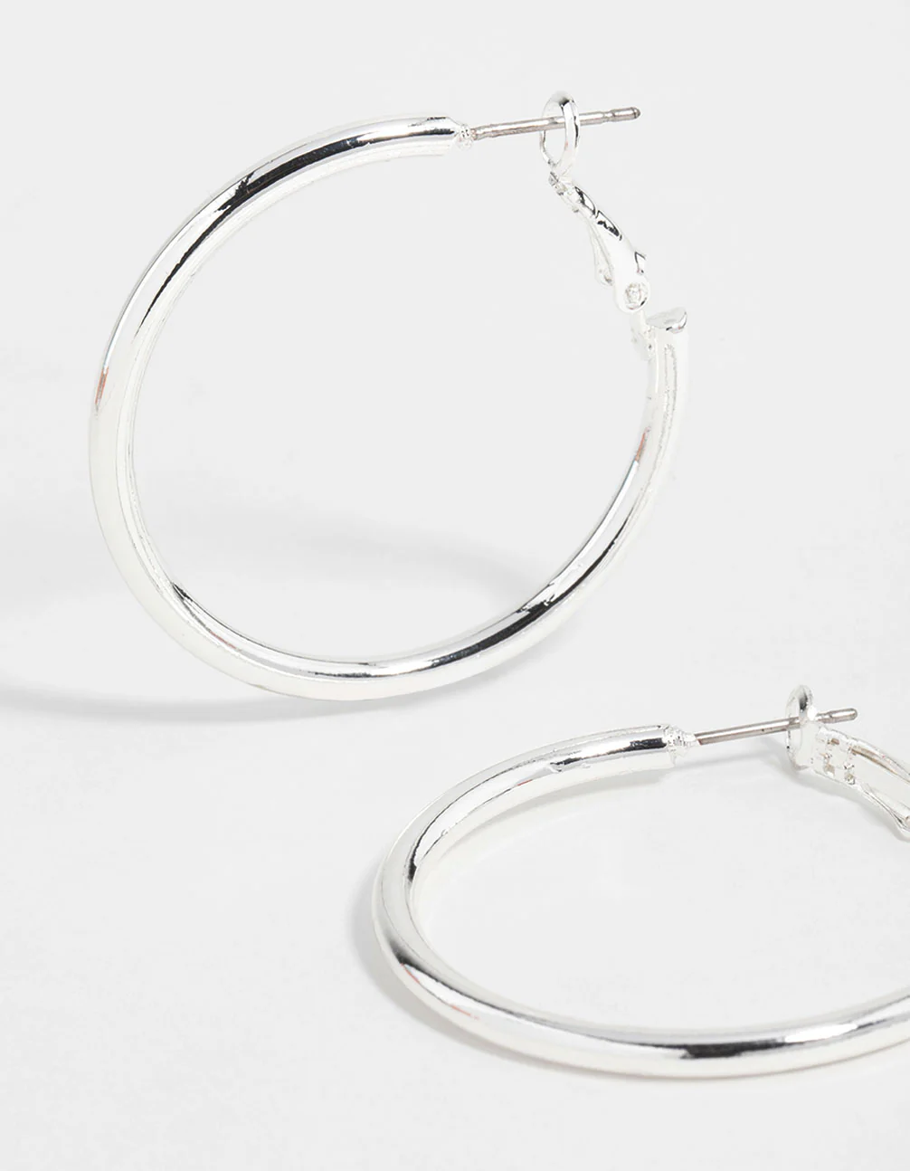 Silver Narrow Hinged Hoop Earrings - Image 4