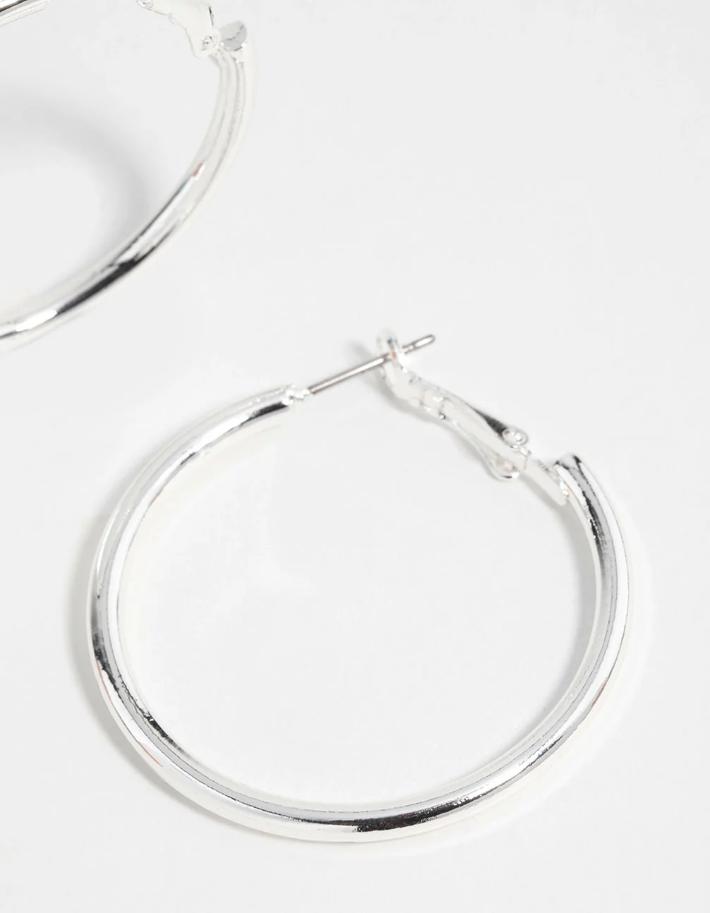 Silver Narrow Hinged Hoop Earrings - Image 5