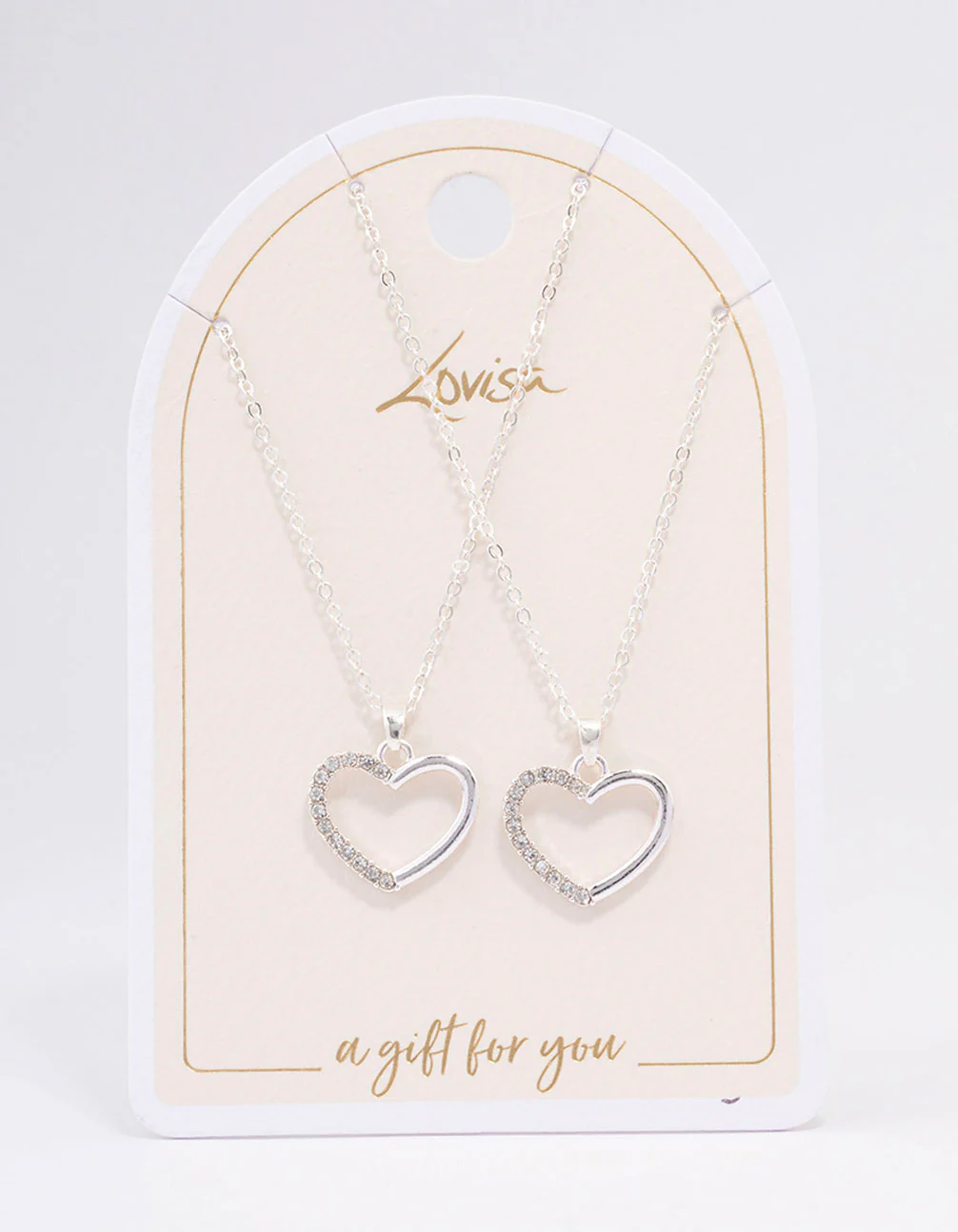 Silver Open Heart Diamante Necklace Pack - Image 2