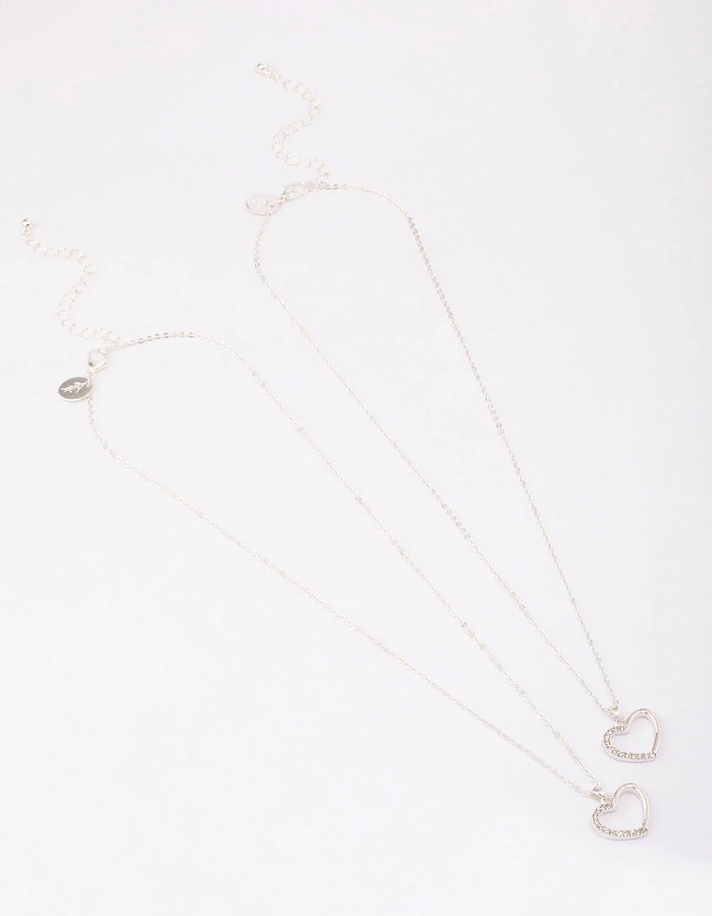 Silver Open Heart Diamante Necklace Pack - Image 3