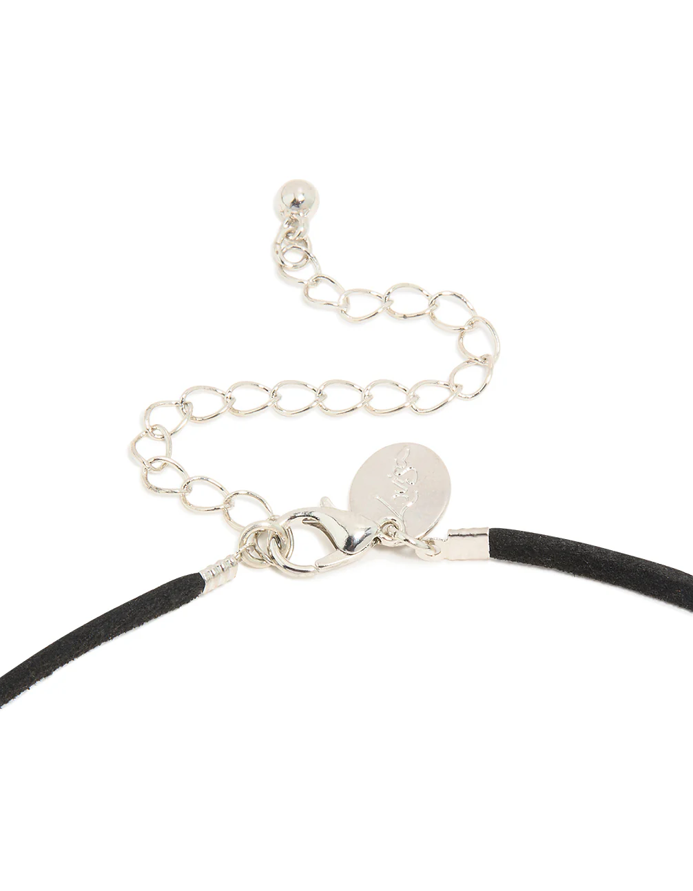 Silver Open Oval Pendant Cord Necklace - Image 5