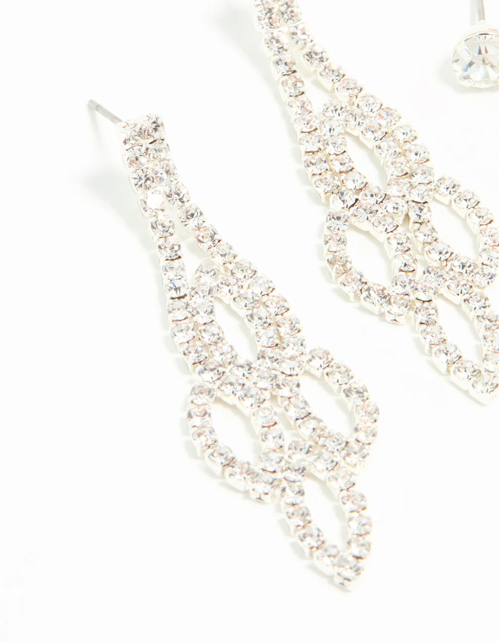 Silver Ornate Diamante Drop & Stud Earrings 2-Pack - Image 4
