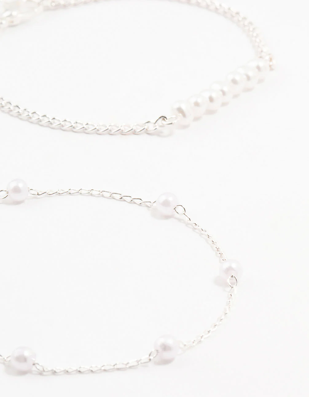 Silver Paperclip Pearl Bracelets 4-Pack - Image 2