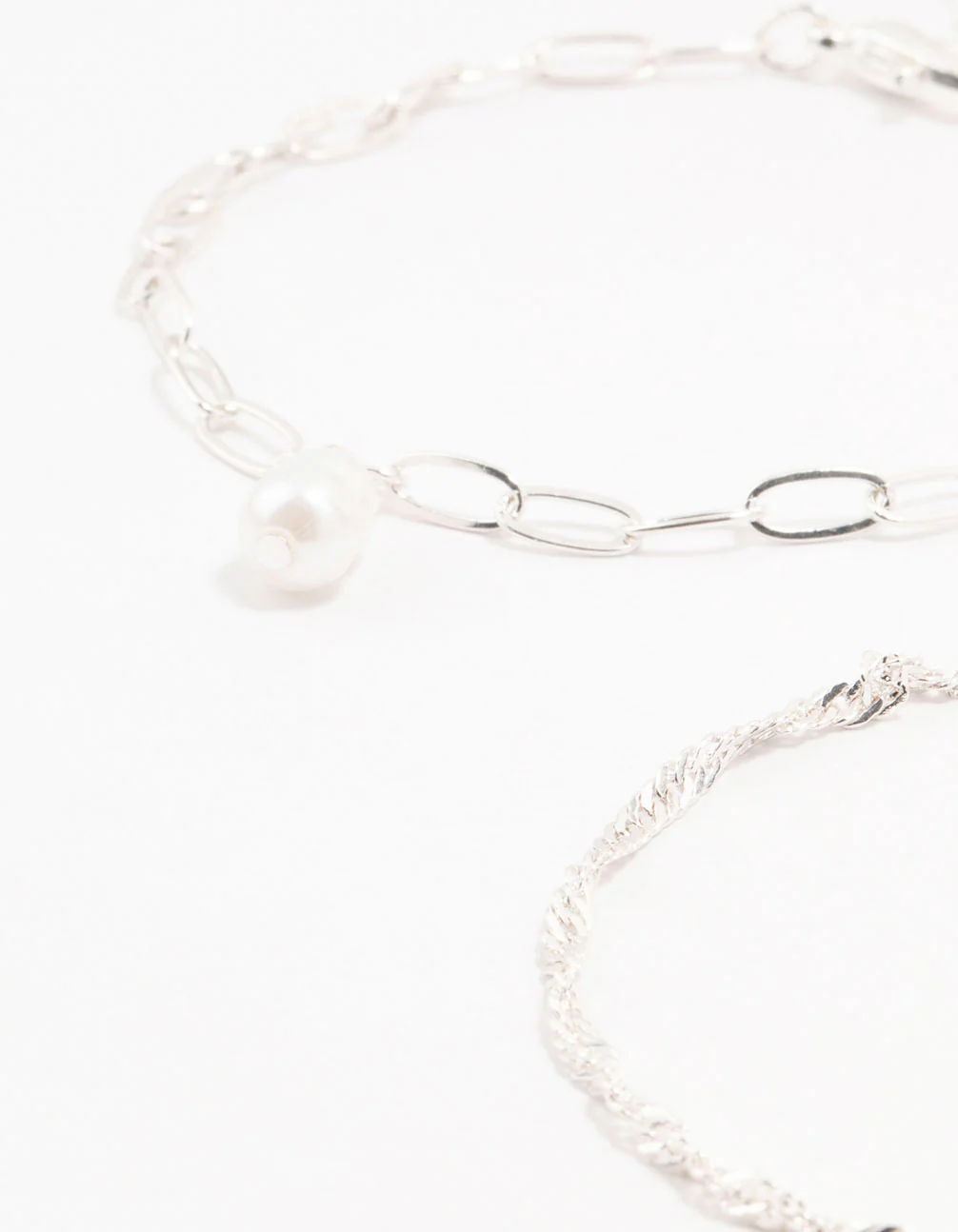 Silver Paperclip Pearl Bracelets 4-Pack - Image 3