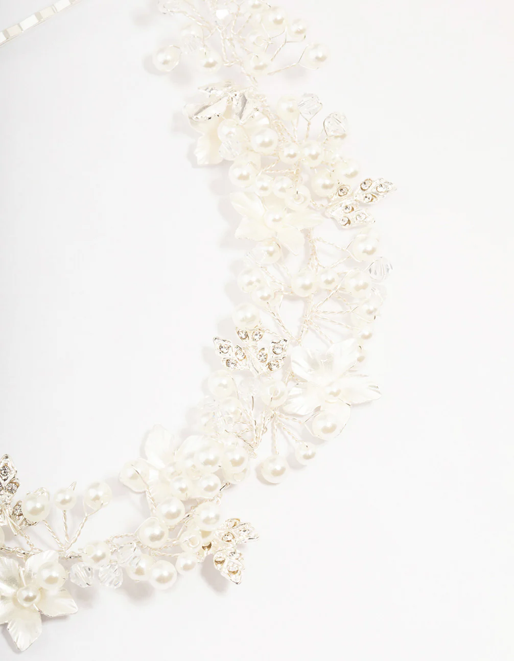 Silver Pearl Cluster Flower Hair Drape - Image 3