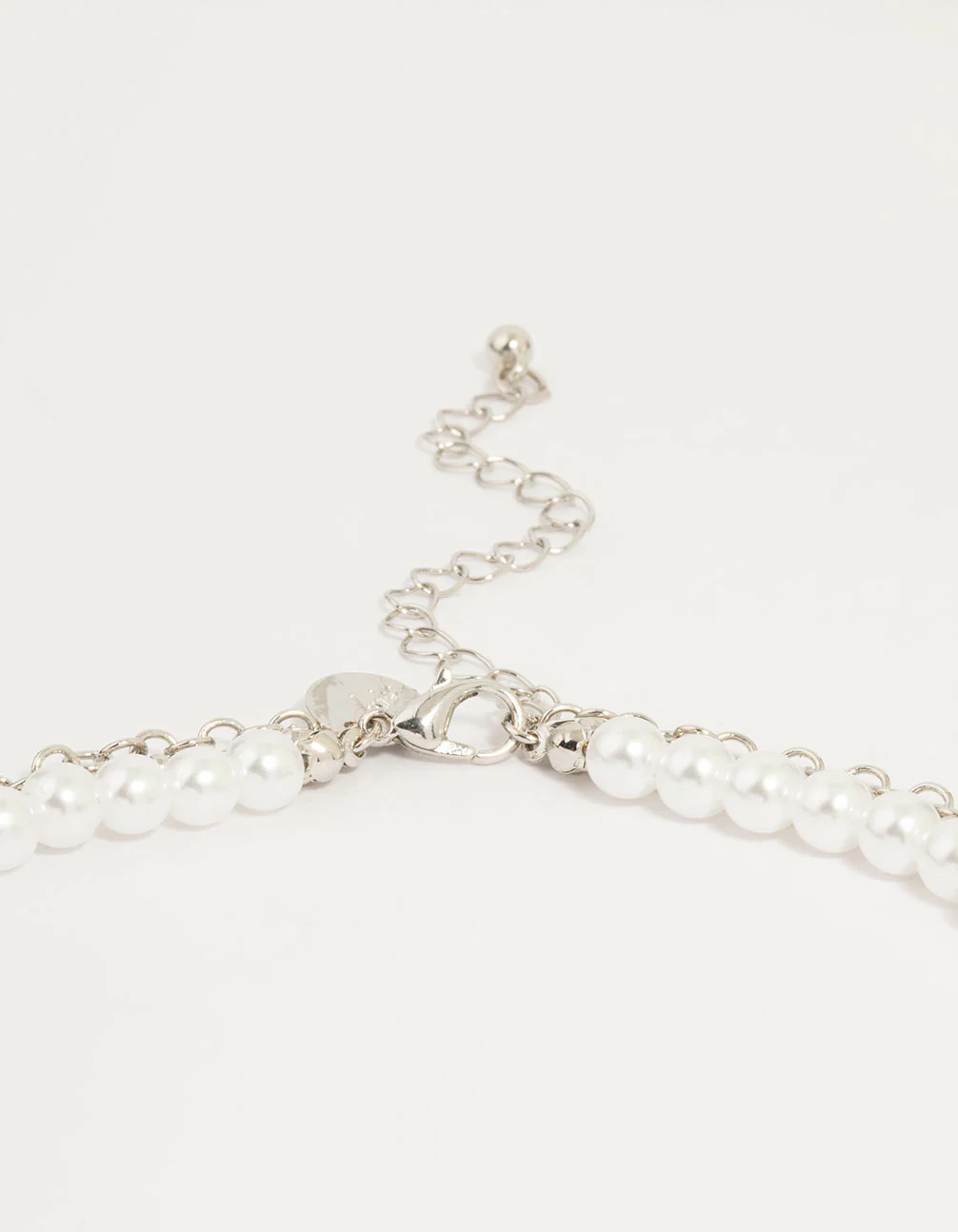 Silver Pearl Cross Layered Necklace - Image 3