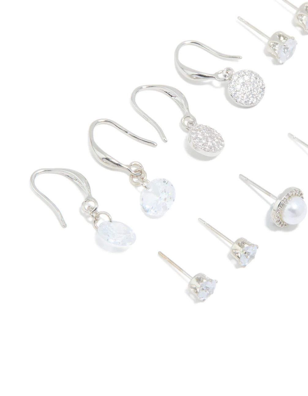 Silver Pearl & Cubic Zirconia Earrings 6-Pack - Image 2