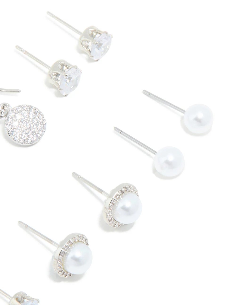 Silver Pearl & Cubic Zirconia Earrings 6-Pack - Image 3