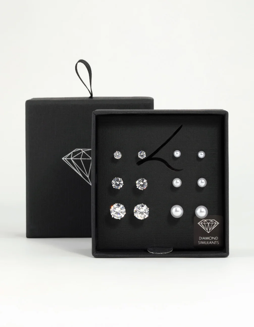 Silver Pearl & Cubic Zirconia Stud Earrings 6-Pack - Image 3