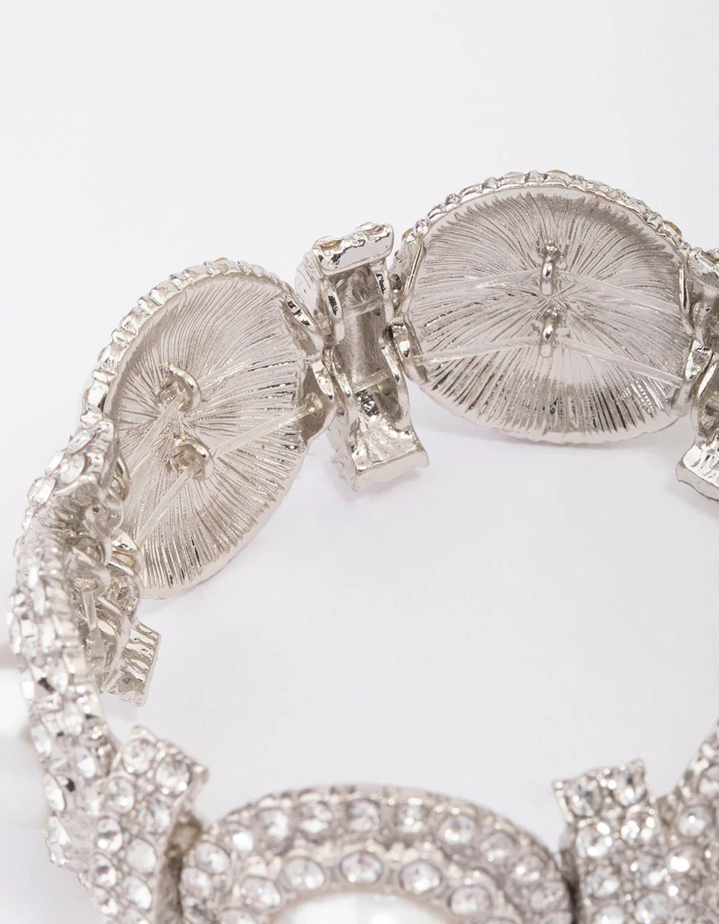 Silver Pearl & Diamante Stretch Bracelet - Image 3