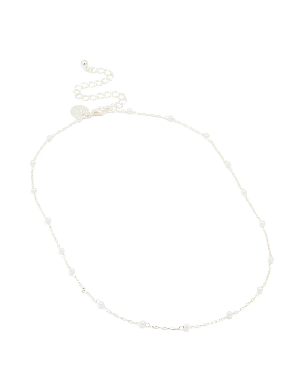 Silver Pearl Fine Station Necklace - Image 2