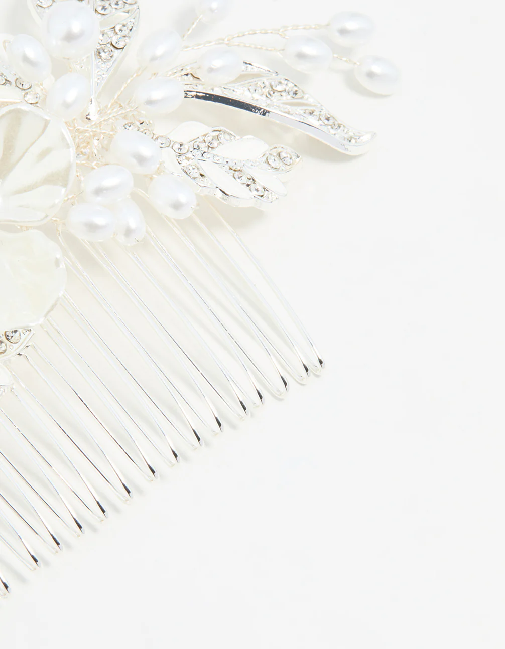 Silver Pearl Flower & Vine Hair Comb - Image 3