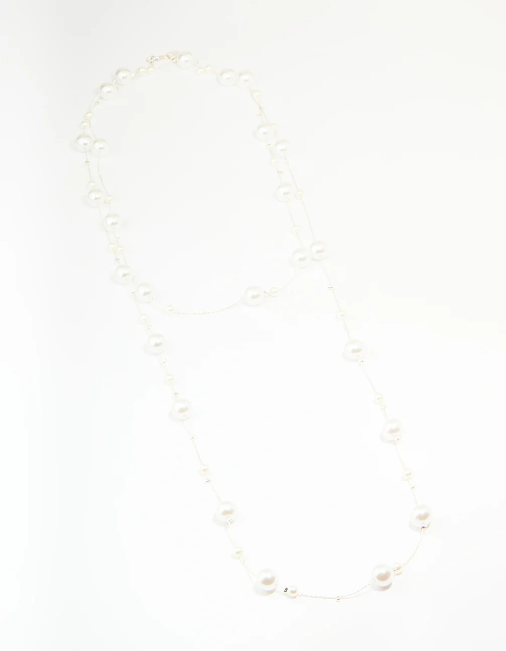 Silver Pearl Layered Necklace - Image 2