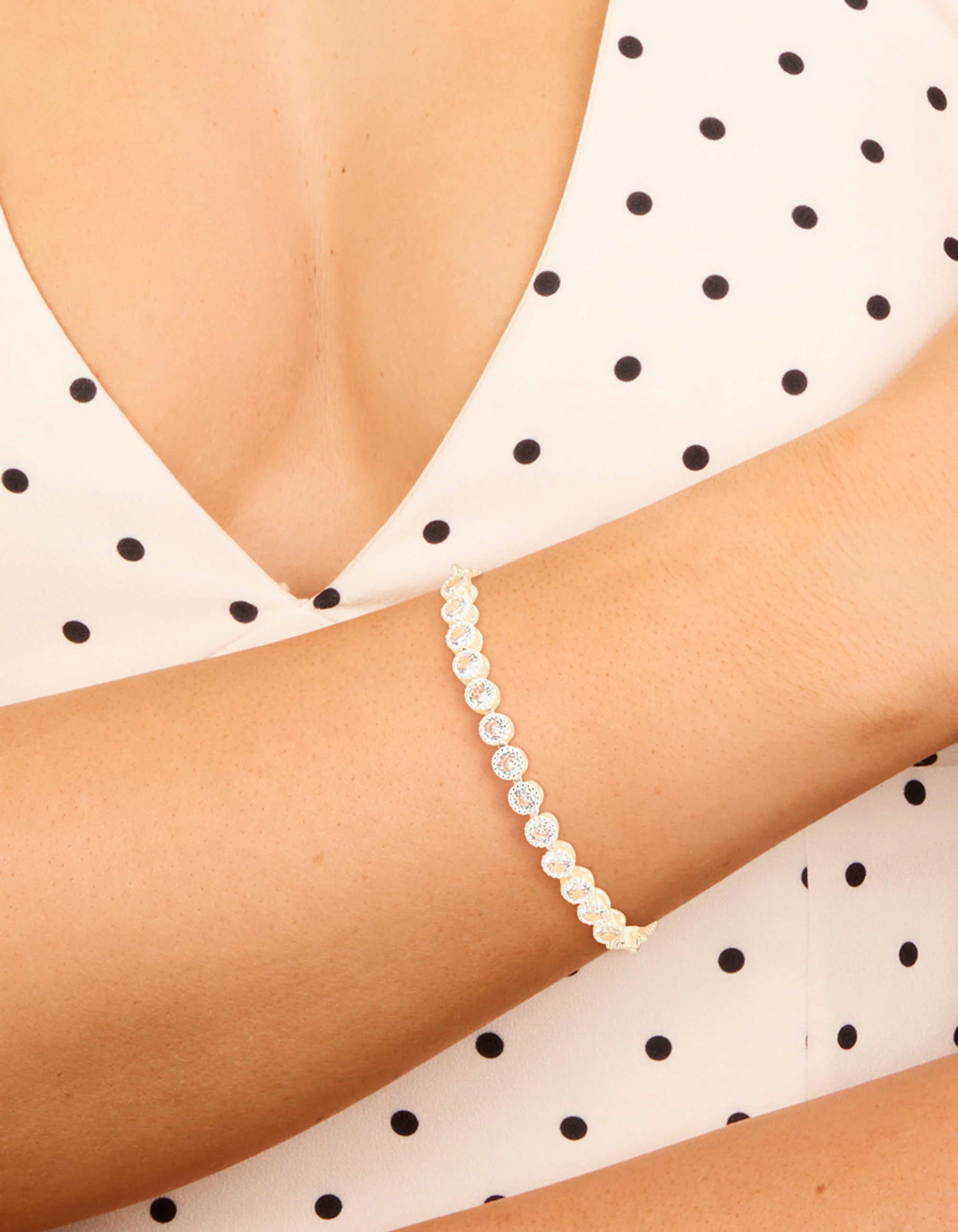 Silver Plated 13-Cubic Zirconia Statement Toggle Bracelet - Image 2