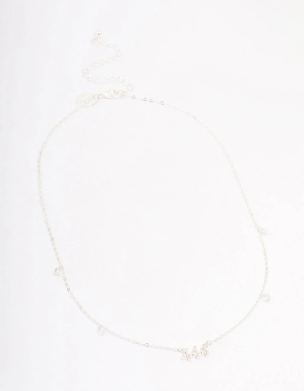 Silver Plated 444 Angel Number Cubic Zirconia Chain Necklace - Image 2