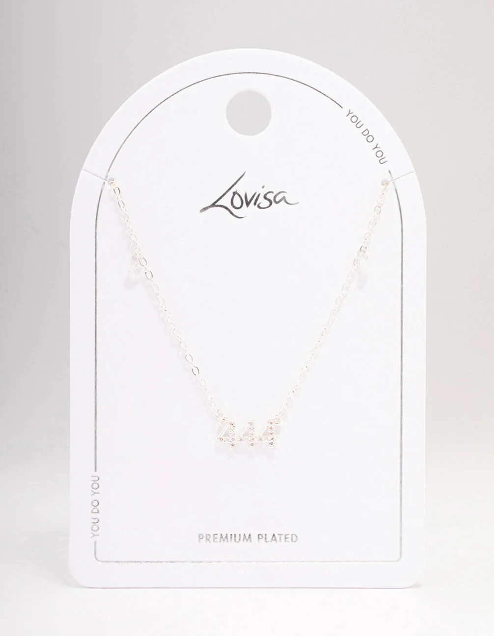 Silver Plated 444 Angel Number Cubic Zirconia Chain Necklace - Image 3